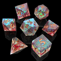 Dés à jouer Feeron Dungeons & Dragons D20 en acrylique, peints à la main, écologiques, 7 pièces, avec des bords tranchants pour un jeu optimal
