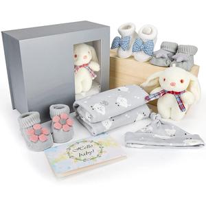 Ensembles de cadeaux pour bébé nouveau-né Essentials pour bébé comprend une couverture <span class=keywords><strong>d</strong></span>'<span class=keywords><strong>emmaillotage</strong></span> et un ensemble de chapeaux Packs Chaussettes pour nouveau-né - Product Image 1