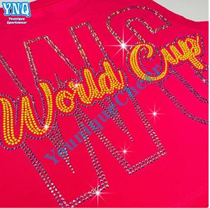 Manufactured Cheer Bling Hotfix <strong>Custom</strong> Rhinestone <strong>Heat</strong> <strong>Transfer</strong> Design Iron On T-shirt - Product Image 3