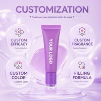 Baume à lèvres hydratant végétalien au goût de fruits en tube souple personnalisé, marque privée, masque pour les lèvres, beurre hydratant, atténue les ridules, 10g
