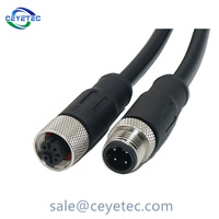 Câble M12 de connecteur de code D mâle étanche IP67 4 broches de haute qualité