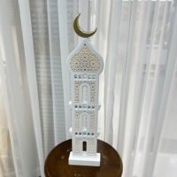 Nouvelle lanterne en bois Ramadan 2027 avec lumière LED, design tour de mosquée, lanterne en bois tour de mosquée avec lumière LED pour la décoration de la maison musulmane