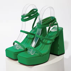 designer <b>pumps</b> Green/Blue Fashionable Sexy <b>laced</b> high heels <b>pumps</b> Summer Open Toe Platform High Heels for Women - Product Image 4