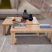 Table basse en bois japonaise, design carré classique, tables centrales durables, tables basses pour salon