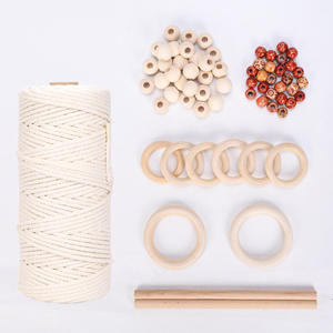 <span class=keywords><strong>Pot</strong></span> <span class=keywords><strong>de</strong></span> <span class=keywords><strong>fleurs</strong></span> suspendu pour plantes, panier suspendu tissé, décoration <span class=keywords><strong>de</strong></span> la maison, bâton en bois rond, perles en bois, Kit macramé - Product Image 3