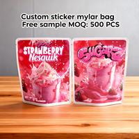 Sachet Doypack personnalisé en Mylar et feuille d'aluminium, résistant aux enfants et anti-odeur, imprimé en héliogravure, avec autocollant, pour bonbons et gâteaux décorés de fleurs