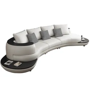 Canape sofás seccionais curvados de couro, para sala de estar e móveis