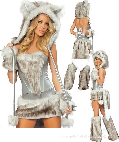 Trajes de raposa adulto sexy para mulheres, fantasia de carnaval de Halloween, pele de lobo e leopardo, novidade