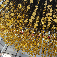 Rideau rond en plastique à paillettes dorées et à fils argentés pour décoration de plafond intérieur, couloir piétonnier extérieur et aménagement paysager