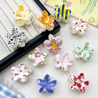 Pince à cheveux en plastique haut de gamme motif Bauhinia, accessoire de coiffure quotidien pour femme, pince à cheveux marbrée motif Plumeria, style mariage et fête