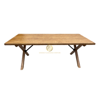 Table de mariage rectangulaire pliante en bois de 240 cm (8 pieds) pour événements et fêtes en extérieur, style ferme