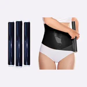 Emballage Logo personnalisé premium PE noir amincissant sauna film perte de poids film plastique taille ventre enroulé fat burn wrap 25cm x 60m