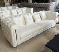 Ensemble de canapés en tissu de luxe léger, velours, 1 à 3 places, structure en acier inoxydable nid d'abeille, pour salon, maison, hôtel
