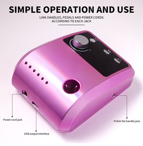 Perceuse à ongles électrique rechargeable 45000 tr/min, machine professionnelle de polissage et de coupe pour les fournitures de manucure en salon - Product Image 5