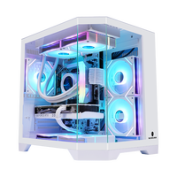 Populaire Dreamer Mini Noir Blanc PC Cas M-ATX Acrylique Transparent Cas De Jeu Ordinateur Cas Tours