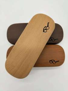 Étui à lunettes en PU personnalisé, étui rigide portable pour lunettes de femmes et d'hommes, forme rectangulaire en bois - Product Image 1