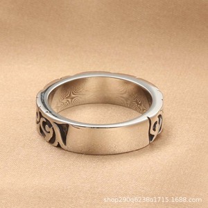Men's Titanium Steel Floral <b>Ring</b> Retro <b>Silver</b> <b>Plain</b> Inlay Gift Jewelry - Product Image 5