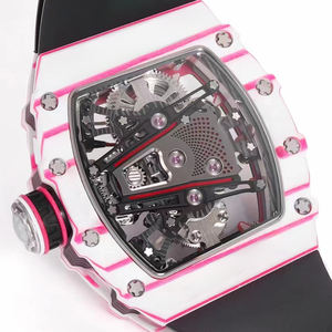 Nouvelle Montre Mécanique Squelette Style RM 2026 pour Homme, Boîtier Dégradé Blanc Rose, Mouvement Visible, Bracelet Noir, Montre-Bracelet de Luxe Sportive - Product Image 4