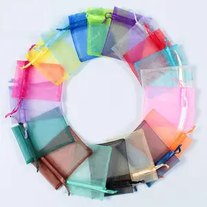 Bolsas de Organza de regalo con cordón personalizado Bolsa de Organza de joyería colorida