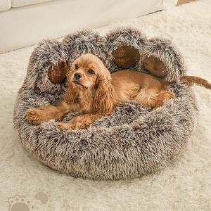Manufacturer Wholesale Custom logo Pet Supplier <b>Plush</b> Dog <b>Cat</b> Bed Bear Paw Shape - Product Image 2
