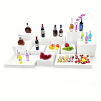 Lot de 12 Présentoirs de Buffet Modernes en Acrylique Blanc pour Aliments, Écologiques et Résistants à l'Eau, pour Mariages, Fêtes et Utilisation sur Table
