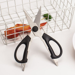 Stainless Steel <b>Kitchen</b> <b>Scissors</b> Black Multi Functional Barbecue Food Cutter With Bottle Opener Household Use - Product Image 1