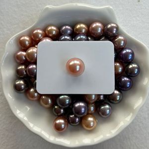 Perles d'eau douce nues Edison de 10-11 mm, cercle parfait, orange rose avec une forte luminosité, légère imperfection, perles en vrac pour le bricolage - Product Image 4