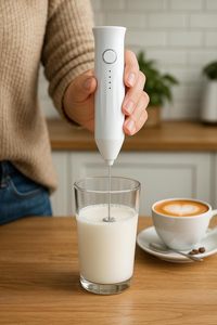 Portable Rechargeable Electric Milk Frother 3 Speed Handheld Foam <b>Maker</b> with Stainless Steel Whisk for Coffee - Product Image 4