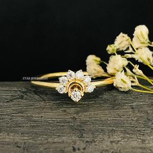 Bague en or massif 14K avec diamant naturel Sunrise. - Product Image 3