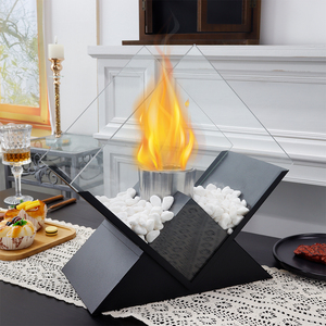 Cheminée <span class=keywords><strong>portable</strong></span> décorative en métal noir, à éthanol, pour intérieur, patio, balcon - Product Image 3