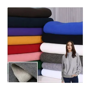 Wholesale Plain Dyed Thick Cotton French Terry Hoodies Cloth Fabric Supplier CVC Cotton Polyester French Terry Loop Fabric