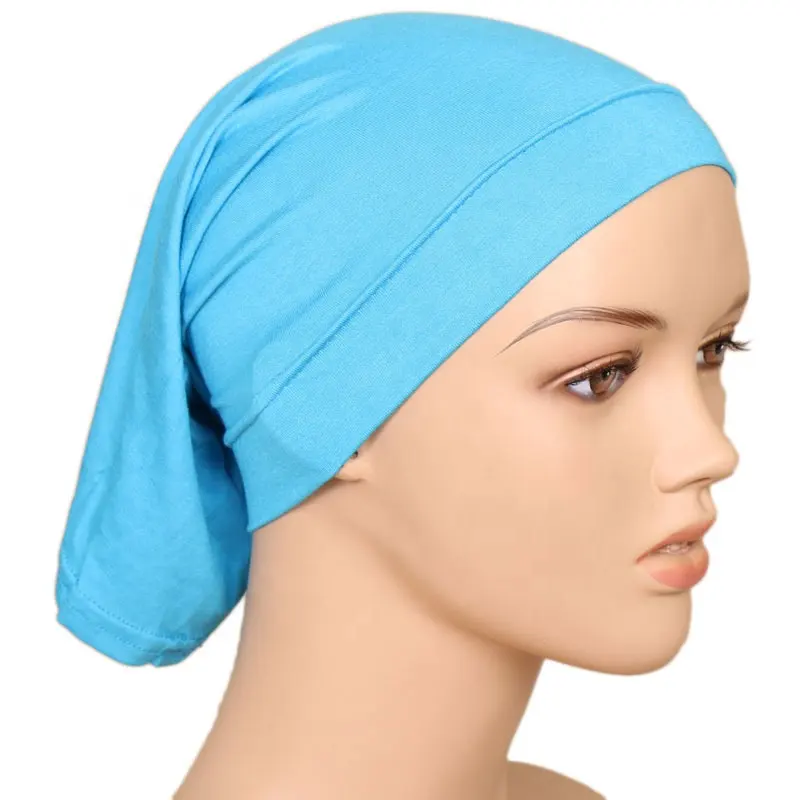 Venta caliente de fábrica de alta calidad mujeres musulmanas árabe bufanda capó alto elástico Color sólido Modal monocromo sombrero de tubo de Malasia
