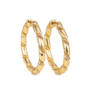 Orecchini a Cerchio in Oro E4441, Design Classico Intrecciato, Unisex, per Uso Quotidiano, Gioielli Raffinati - Product Image 1