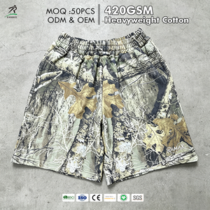 Shorts de camouflage pour hommes RAMAX, 420GSM, coton lourd, taille élastique, impression par sublimation, vêtements décontractés pour l'extérieur - Product Image 1