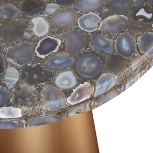 โต๊ะข้างหินอาเกตหรูหราพร้อมฐานโลหะ – โต๊ะกาแฟตกแต่งสไตล์โมเดิร์นสำหรับห้องนั่งเล่นและโรงแรม - Product Image 3