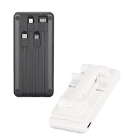 Nouvelle conception de batterie externe portable 20000mAh avec 4 câbles Micro USB, écran LED et support de téléphone portable à charge rapide