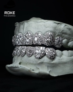 <span class=keywords><strong>Grillz</strong></span> personnalisés en or 9K/10K avec diamants ronds et taille émeraude - Bijoux hip-hop de luxe - Product Image 2