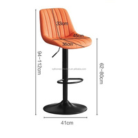 Tabouret de bar haut de gamme avec siège et dossier pivotants, structure métallique, design moderne, base ronde noire/argentée