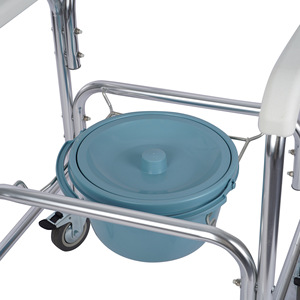 Chaise de toilette inclinable en aluminium pour la réadaptation avec pot de toilette et chaise de douche - Product Image 2