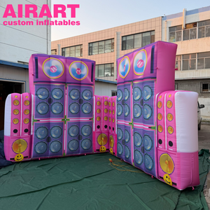 Pantalla Inflable en Forma de L Personalizada, Estilo Hip Hop de <span class=keywords><strong>los</strong></span> <span class=keywords><strong>90</strong></span>, Telón de Fondo Inflable con Forma de Radio para Decoración de Fiestas y Conciertos - Product Image 2