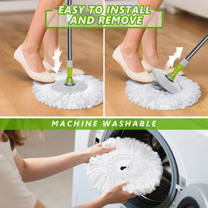 Hands-Free Self Wringing 360 Rotating <b>Microfiber</b> Steel Pole Double-Bucket Quick Dehydration Basket Spin <b>Mop</b> and Bucket Set - Product Image 4