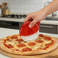 Coupe-pizza rond portable avec ouvre-bouteille, plusieurs styles, rouge et bleu, manches longs et courts