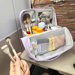 Large Capacity Vertical <b>Makeup</b> <b>Bag</b> PU Cosmetic Pouch <b>Bag</b> <b>Travel</b> Toiletry <b>Bag</b> - Product Image 6