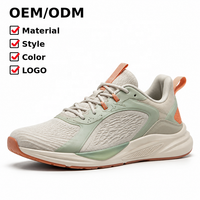Chaussures de course en mesh crème, vert sauge, orange, respirantes et légères, fabricant de chaussures pour hommes, logo personnalisé