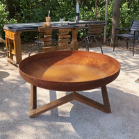 YIJIE Dia76 Meilleure Vente Brasero Extérieur Sans Fumée en Acier pour Gaz Naturel, Bol à Feu Rustique pour Jardin, Patio, Cour Arrière, Cuisson BBQ, Finition Poudrée