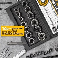 Kit de réparation et d'extraction de 14 pièces pour boulons et écrous endommagés, outil d'extraction de boulons par impact