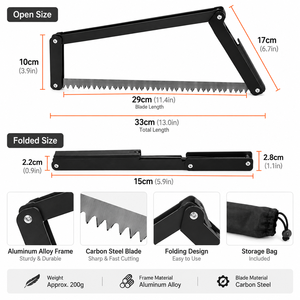 Scie à main pliable portable avec logo personnalisé, légère en alliage d'aluminium, pour le bushcraft, la survie en extérieur et la coupe du bois - Product Image 3