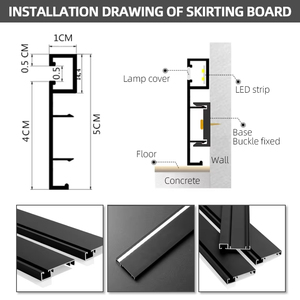 Plinthe LED en alliage d'aluminium <span class=keywords><strong>de</strong></span> 0,8 mm à 5 mm, personnalisable et facile à installer, résistante à l'humidité, pour hôtels et villas - Product Image 4