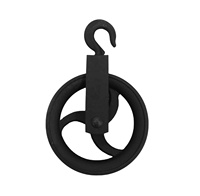 Crochet de levage en acier moulé noir avec poulie à câble métallique, bloc de poulie de 120 mm, crochets de levage, roues à galets, accessoires de gréement pour bateau