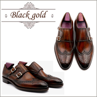 Monk Strap neue Stile Handmade Goodyear genähte Großhandel Mann Schuhe für Männer Blake Echt leder Kleid Schuhe Männer